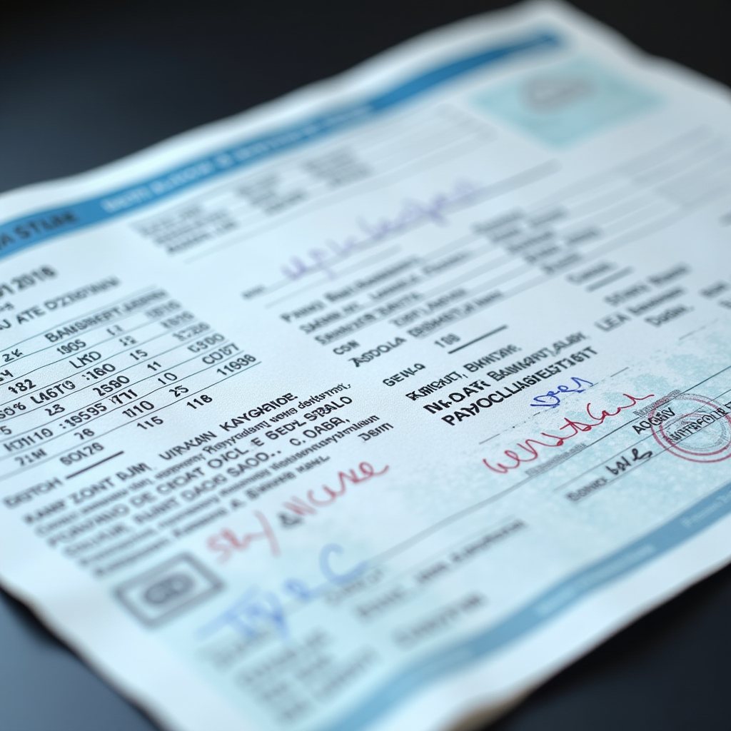 Крупний план свідоцтва про реєстрацію транспортного засобу України з видимими полями: VIN-код, номерний знак, марка та модель автомобіля, рік випуску, дані власника, печатки та підписи, захисні елементи документа