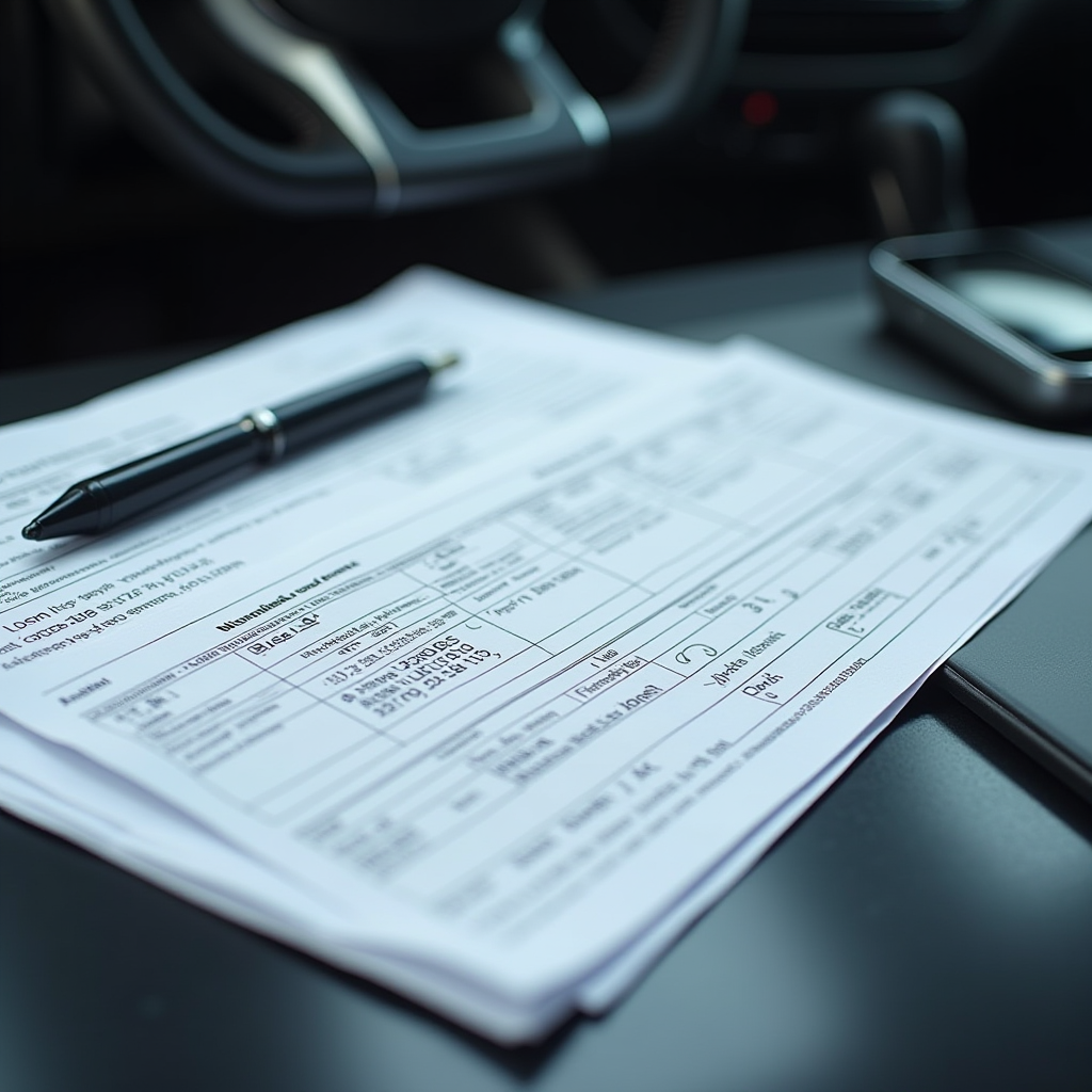 Автомобільні документи та реєстраційні папери на столі