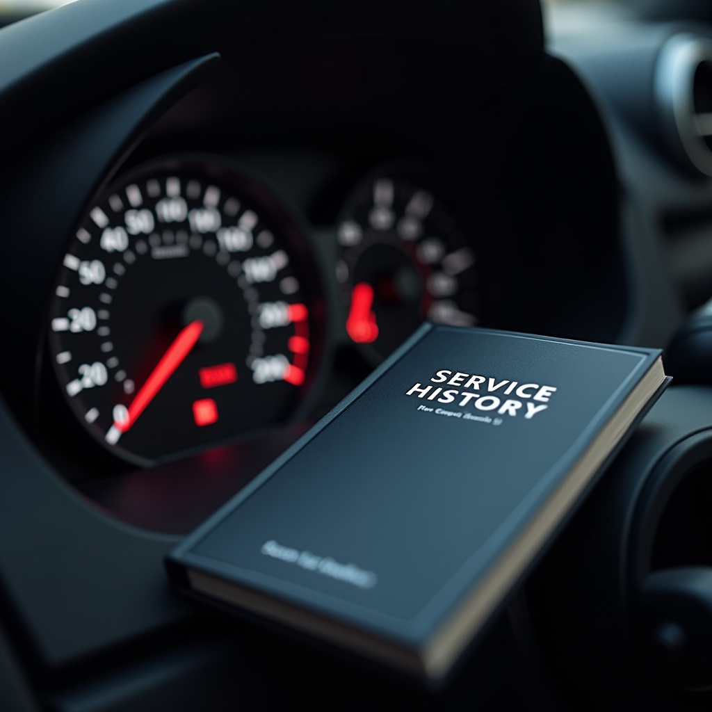 Одометр автомобіля та книга історії обслуговування